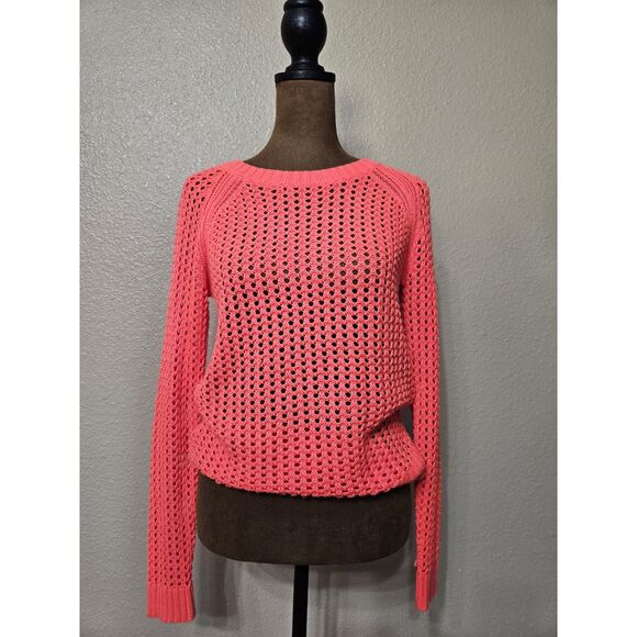 a.n.a. Women’s Coral Open-Knit Long Sleeve Sweater Size PM - Picture 1 of 2